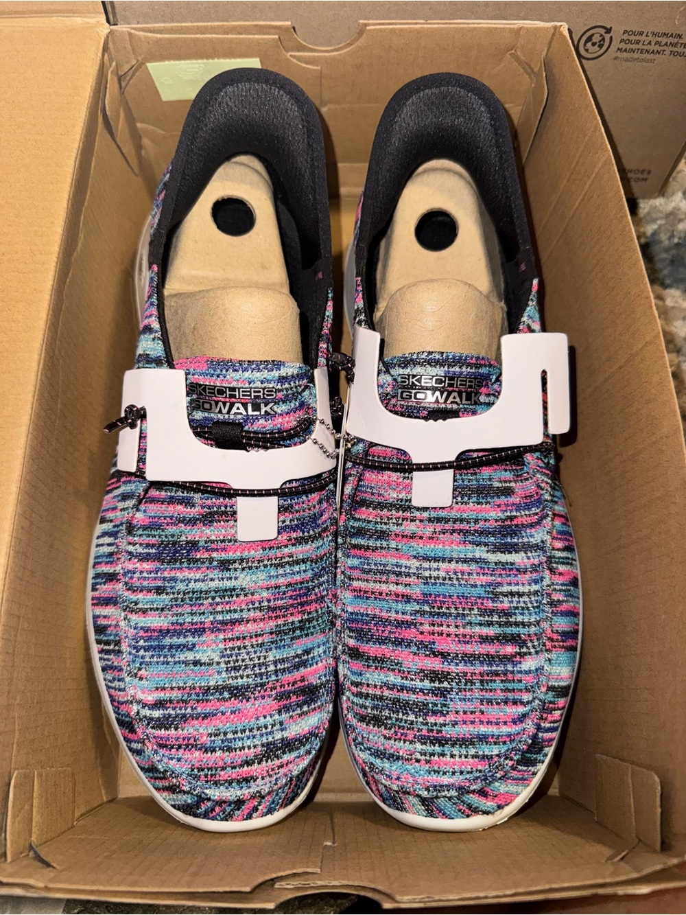Skechers Multicolor Knit Slip-On Sneakers with Pink and Blue Accents - Picture 2 of 8